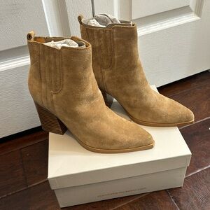 Marc Fisher LTD Medium Natural Cognac Suede heel pointy boots Oshay Women size 8